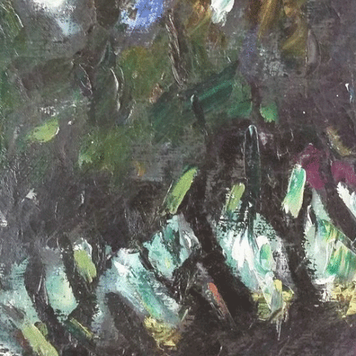 Milt Simons :: Through The Trees :: 15 x 22 :: Oil on  canvas :: 1972