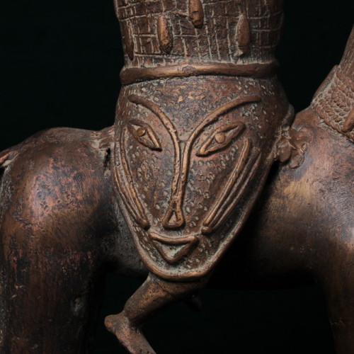 Yoruba Horseman, (bronze) left close-up