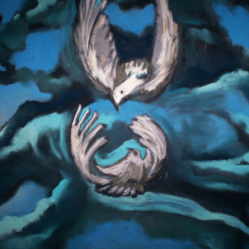 ARTIST: RIC HALL & RON SCHMITT TITLE: Doves Flight YEAR: 2009 DIMENSIONS: H 18 W 24 MEDIAN: pastel on paper