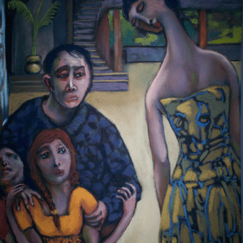 ARTIST: RIC HALL & RON SCHMITT TITLE: Uneven Distribution : YEAR: 2010 DIMENSIONS: H 18 W 24 MEDIAN: pastel on paper