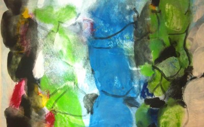 Water Over Rocks gouache 