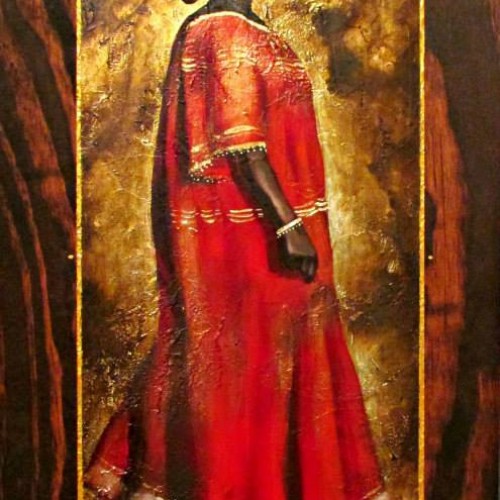 Title: Grand Matriarch Artist: Jerome T. White Medium: mixed media on wood Year: 2013 Size: 12x24