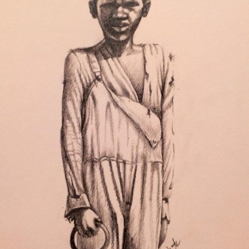 Tilte:: Lawn jockey Medium :: Graphite on paper Dimension :: 9x12