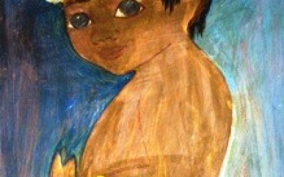 Thelma Johnson Streat :: Child In Grass Skirt :: 36 x 48 :: Oil