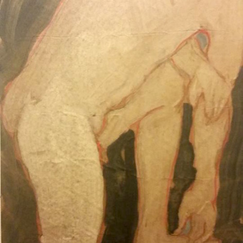 White_Faced_Dancer_Stretching,_oil_on_paper,_1982,_29x71