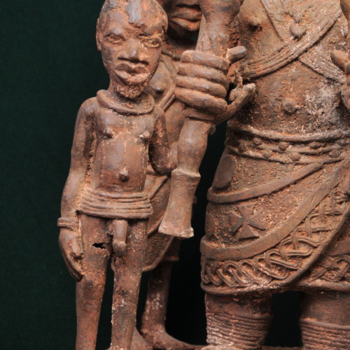 Nigerian chief with two sons and two servants (bronze) front left