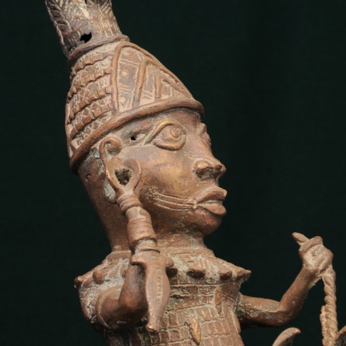 Yoruba Horseman, (bronze) left close-up