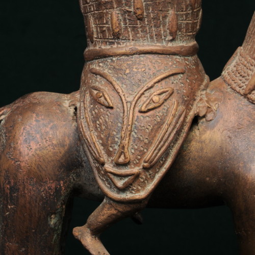 Yoruba Horseman, (bronze) left close-up