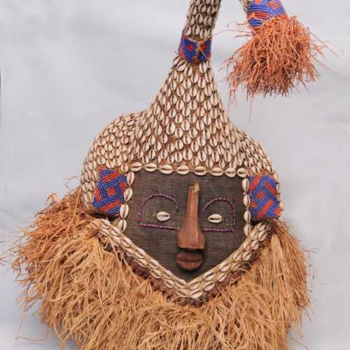 Kuba head dress, with cowry shells, Congo