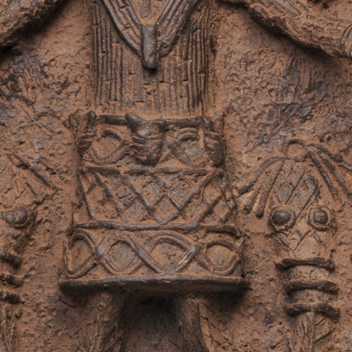 Benin Bronze plaque center close-up