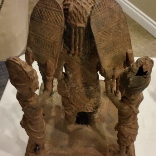 Nigerian chief with two sons and two servants (bronze) back full
