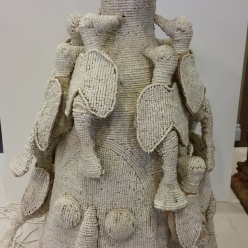 Yoruba White beaded crown right full