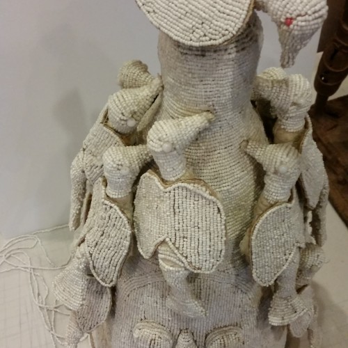 Yoruba White beaded crown right full