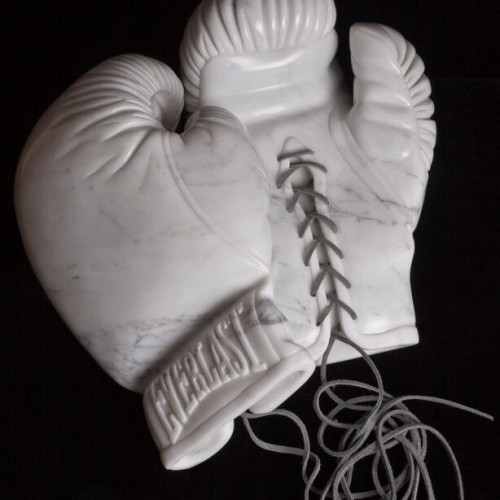 Boxing Gloves :: Carved Carrara Marble ::7x14x14