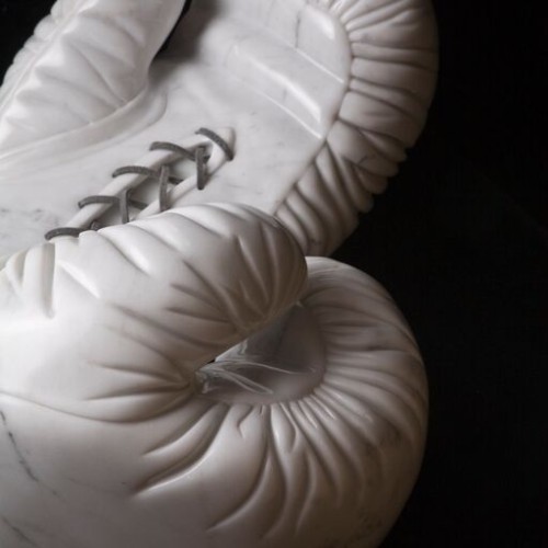 Boxing Gloves :: Carved Carrara Marble :: 7x14x14