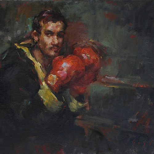 Before The Bell, Oil on board, 16x20