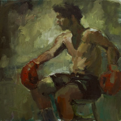 Between Rounds,  Oil on Canvas, 18x18