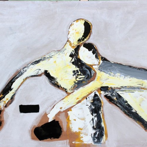 On the Ropes, Acrylic on Wood, 70x38, 2011
