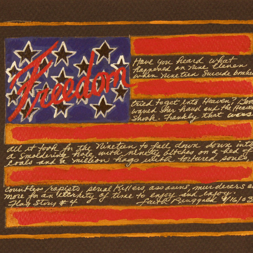 Ringgold Flag #4 lfelt pen gouache on paper l 8 1/2x10 l 2001