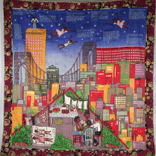 Ringgold Tar Beach #2 AP 2 of 7 2/7 l Silkscreen on silk l 58x67 l 1990-1992