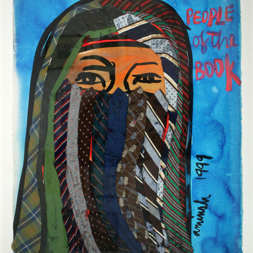 Robinson Bedouin Woman l Watercolor and gouache on heavy stock w/ fabric 43 1/4x32 1/2 1999