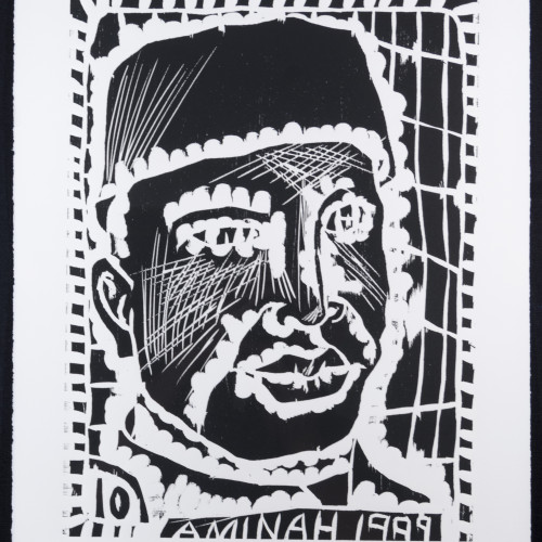 Robinson People Of The Book 10  l  b/w woodblock l 20x17 l 1999