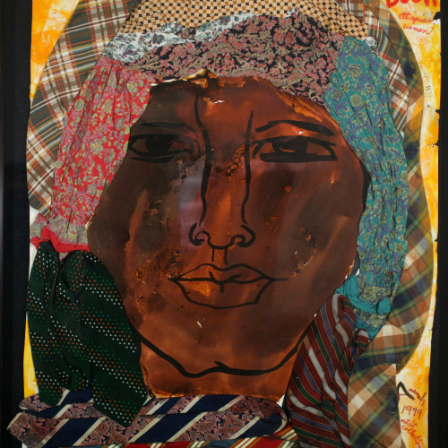 Robinson People of the Book Ethiopian Woman Watercolor and gouache on heavy stock w/ fabric 43 1/4x32 1/2 1999