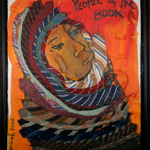 Robinson People of the Book- Jericho Girl  l Watercolor and gouache on heavy stock w/ fabric 43 1/4x32 1/2 1999