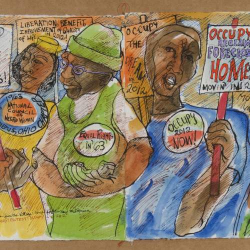 Robinson Stand Protest Occupy Mixed media on paper l 13X39 l 2010-2012